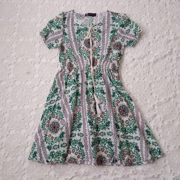 H Elena Dresses & Skirts - H Elena Small Prarie Eyelet Fit Flare Dress Boho